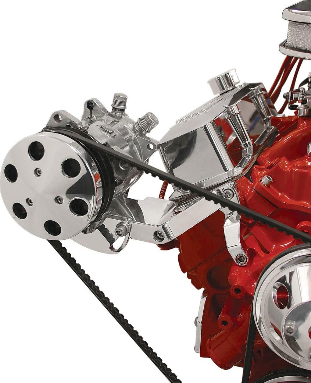 BILLET Suit S/B Chev with Long Water Pump Billet Specialties Side Mount A/C Compressor Bracket, Polished BS11421 SR