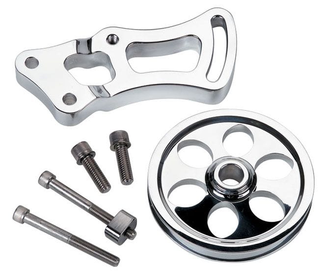 BILLET Suit SB Chev, V-Groove Pulley (Long W/P) Billet Specialties Power Steering Pulley & Bracket BS12220 SR