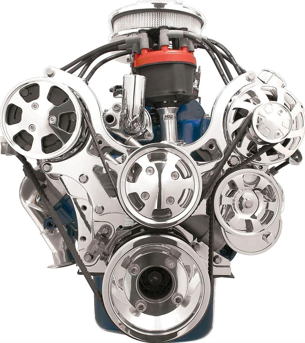 BILLET Suit SB Ford 289-302-351 Windsor Polished With A/C & Without Power St Billet Specialties Tru Trac Serpentine System BS13620 SR