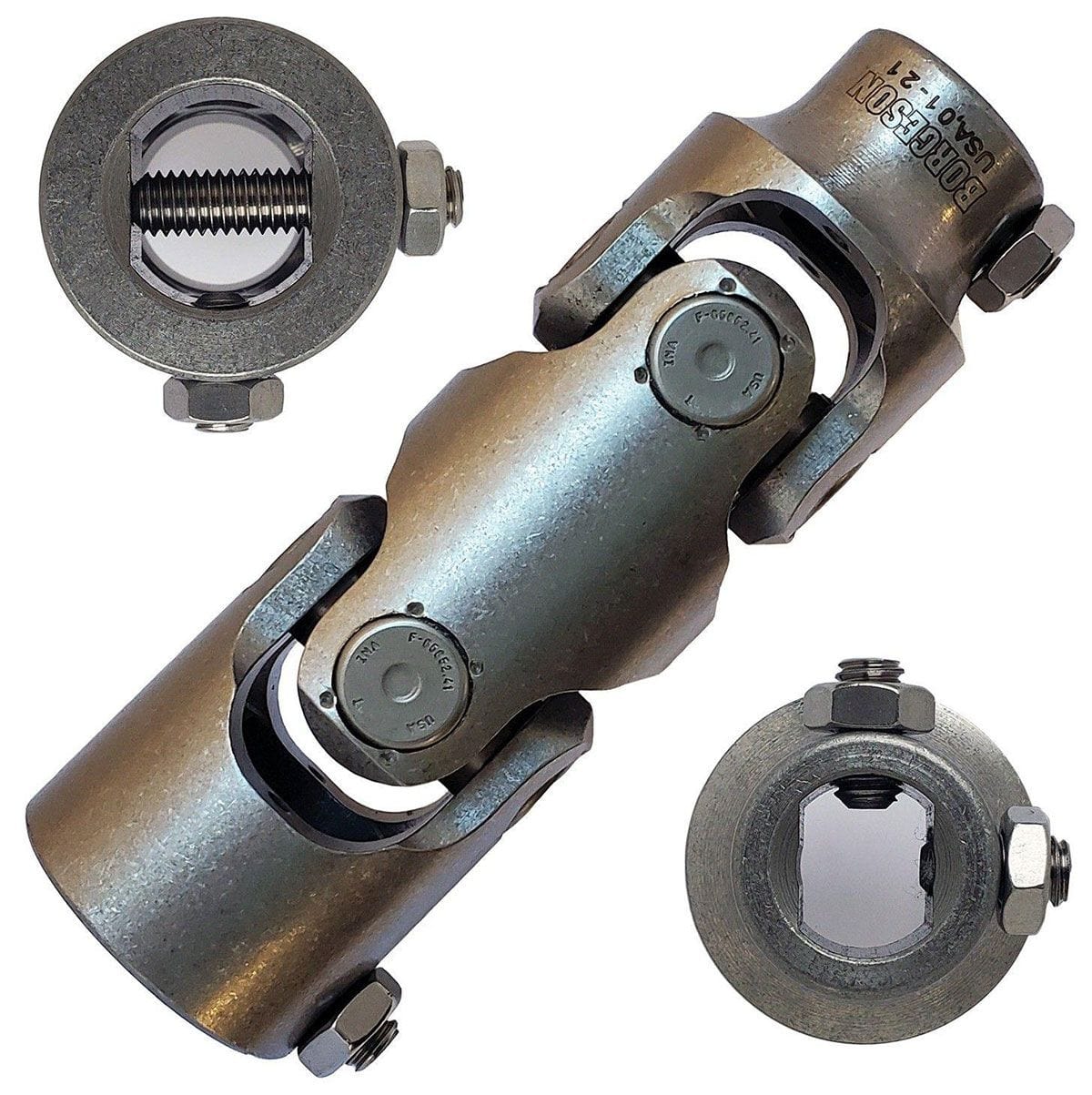 BORGESON 3/4"-36 x 3/4"DD - Spline x Spline Borgeson Borgeson Polished Stainless Steel Double Needle Bearing Universal Joint BOR14344 SR