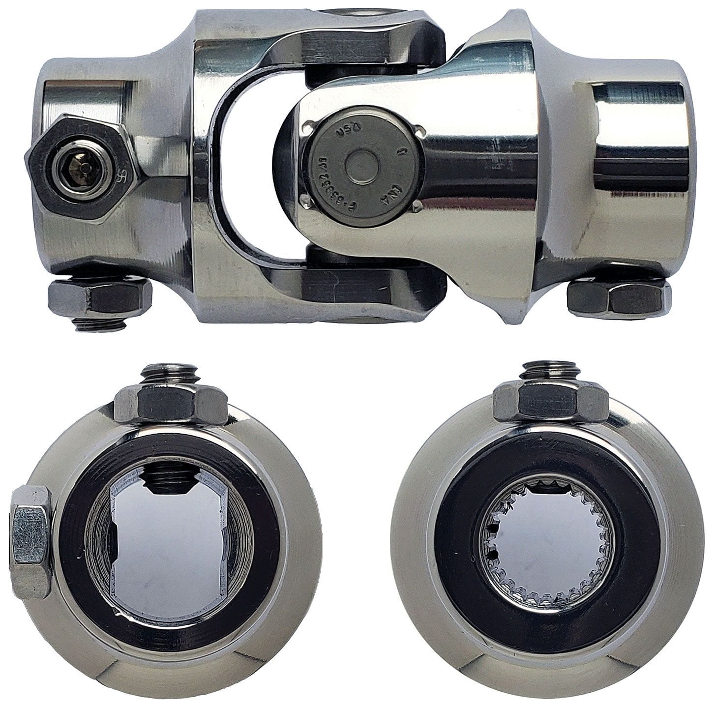 BORGESON 3/4"DD x 9/16"-26 - Spline x Spline Borgeson Borgeson Polished Stainless Steel Single Needle Bearing Universal Joint BOR12490 SR