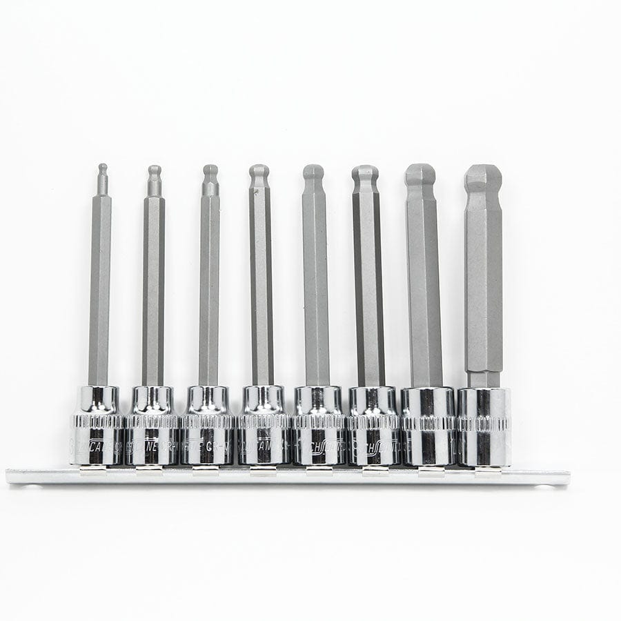 Chicane Tools HEX KEYS 8 PIECE 3/8" DR EXTRA LONG BALL-END HEX BITS SOCKET SET SR