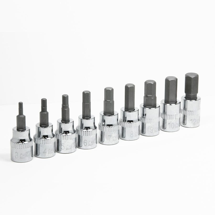 Chicane Tools HEX KEYS 9 PIECE 3/8" DR METRIC HEX BITS SOCKET SET SR