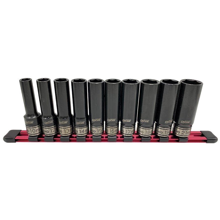 Chicane Tools SOCKET SETS 10 PIECE 3/8" DR METRIC DUAL DEEP IMPACT SOCKET SET SR