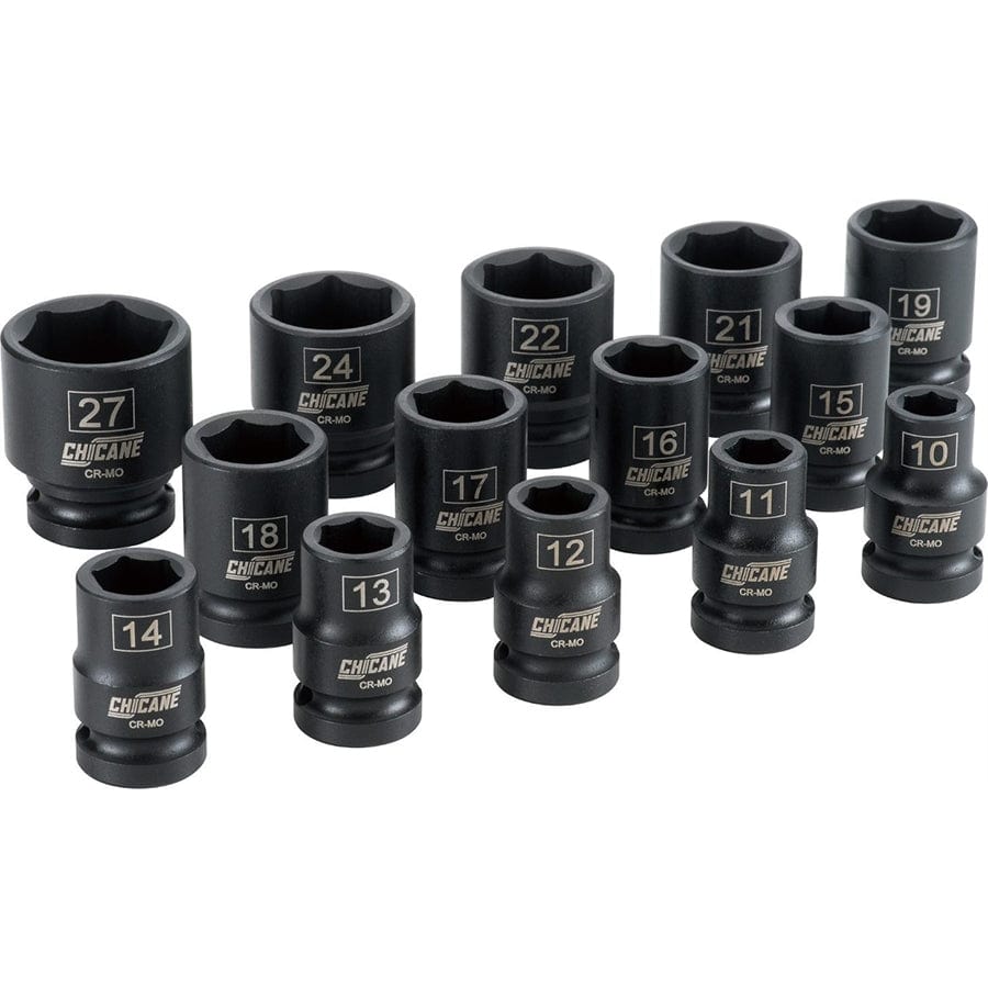 Chicane Tools SOCKET SETS 14 PIECE 1/2" DR METRIC IMPACT SOCKET SET SR
