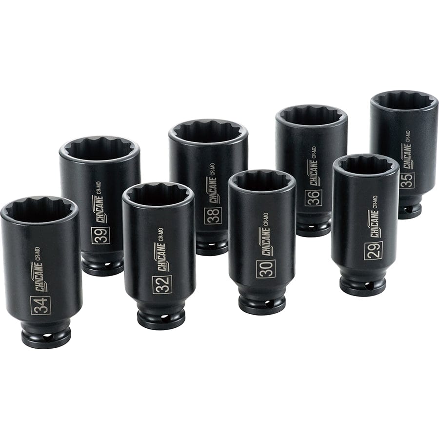 Chicane Tools SOCKET SETS 8 PIECE 1/2" DRIVE AXLE NUT SOCKET SET SR