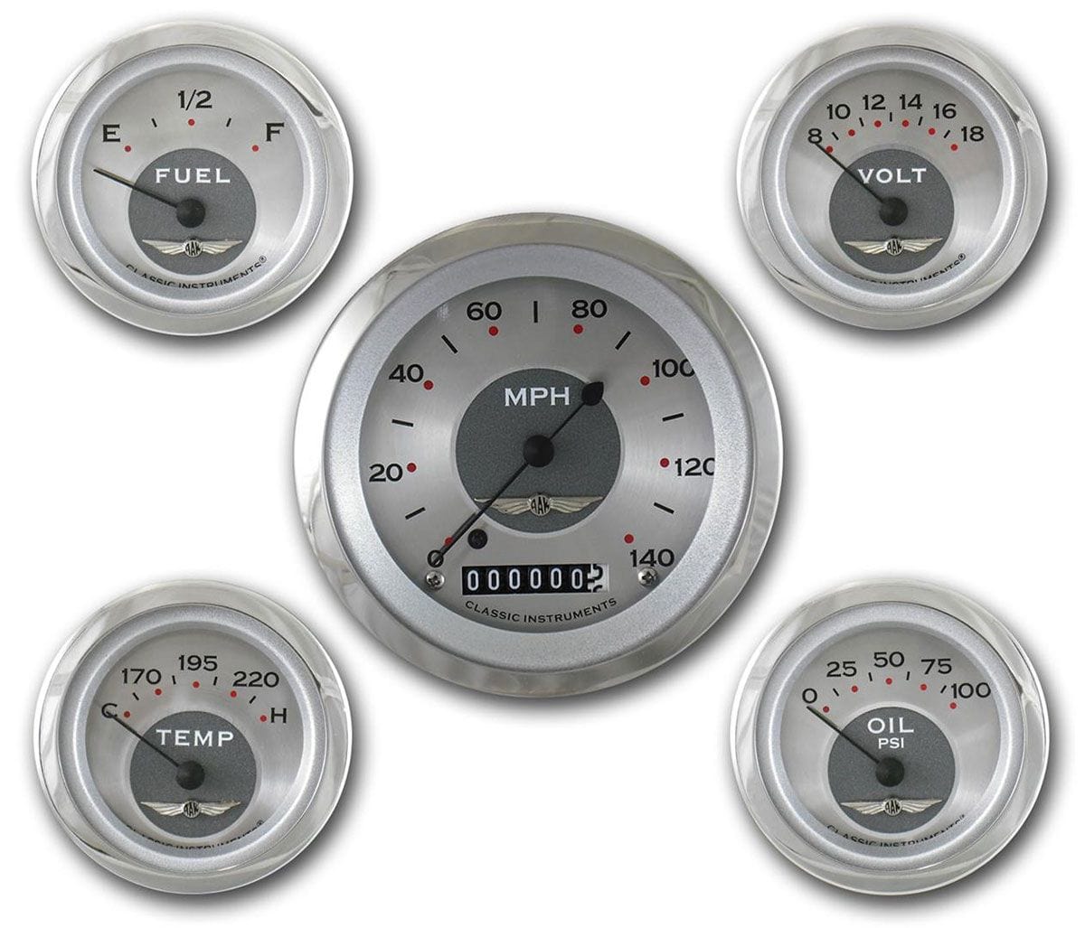 CLASSIC Classic All American Series 5 Gauge Set With Polished Radial Bezel CIAW00SRC SR