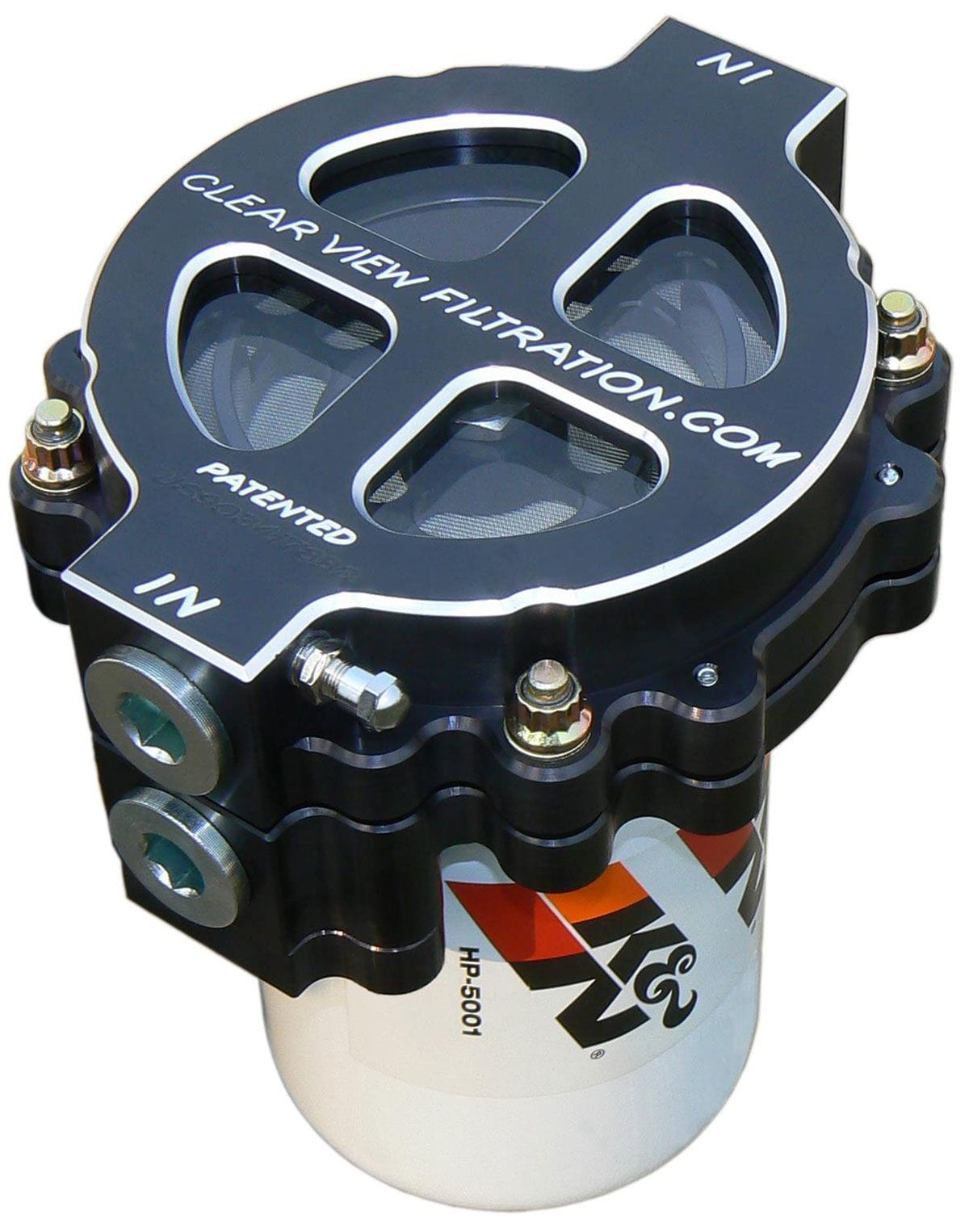 CLEARVIEW -12AN Inlet/Outlet Ports With 115 Micron Element, Suit Disposable Oil Clear View Filtration 6" Screw-On Oil Filter Assembly - Black Anodised CV125-115-B SR