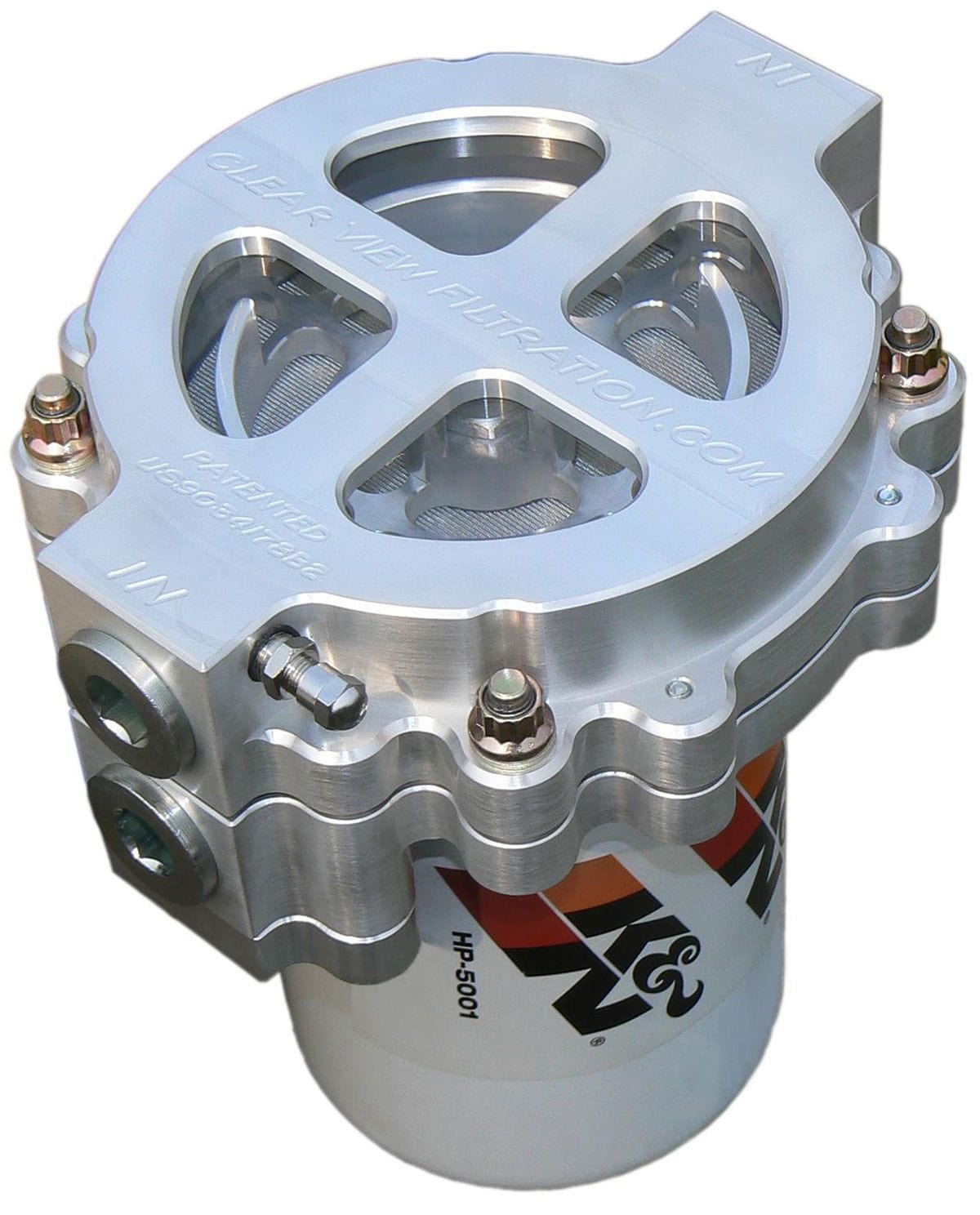 CLEARVIEW -12AN Inlet/Outlet Ports With 115 Micron Element, Suit Disposable Oil Clear View Filtration 6" Screw-On Oil Filter Assembly - Clear Anodised CV125-115 SR