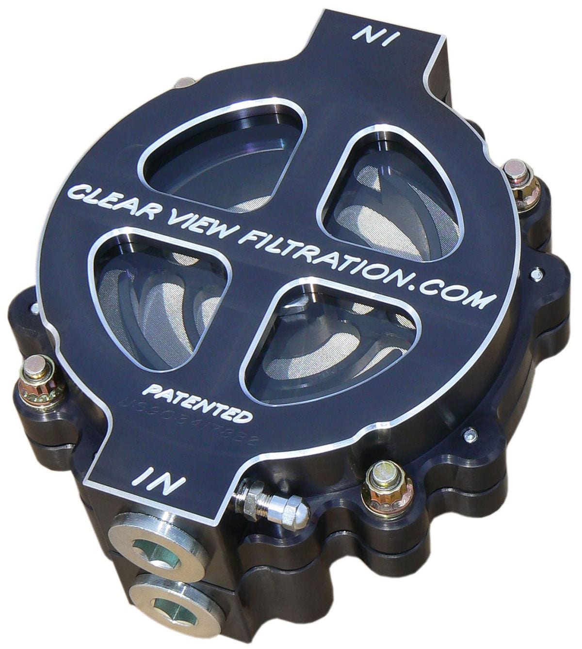 CLEARVIEW -12AN Inlet/Outlet Ports With 60 Micron Element Clear View Filtration 6" Hi-Flow See Through Oil Filter - Black Anodised CV100-60-B SR