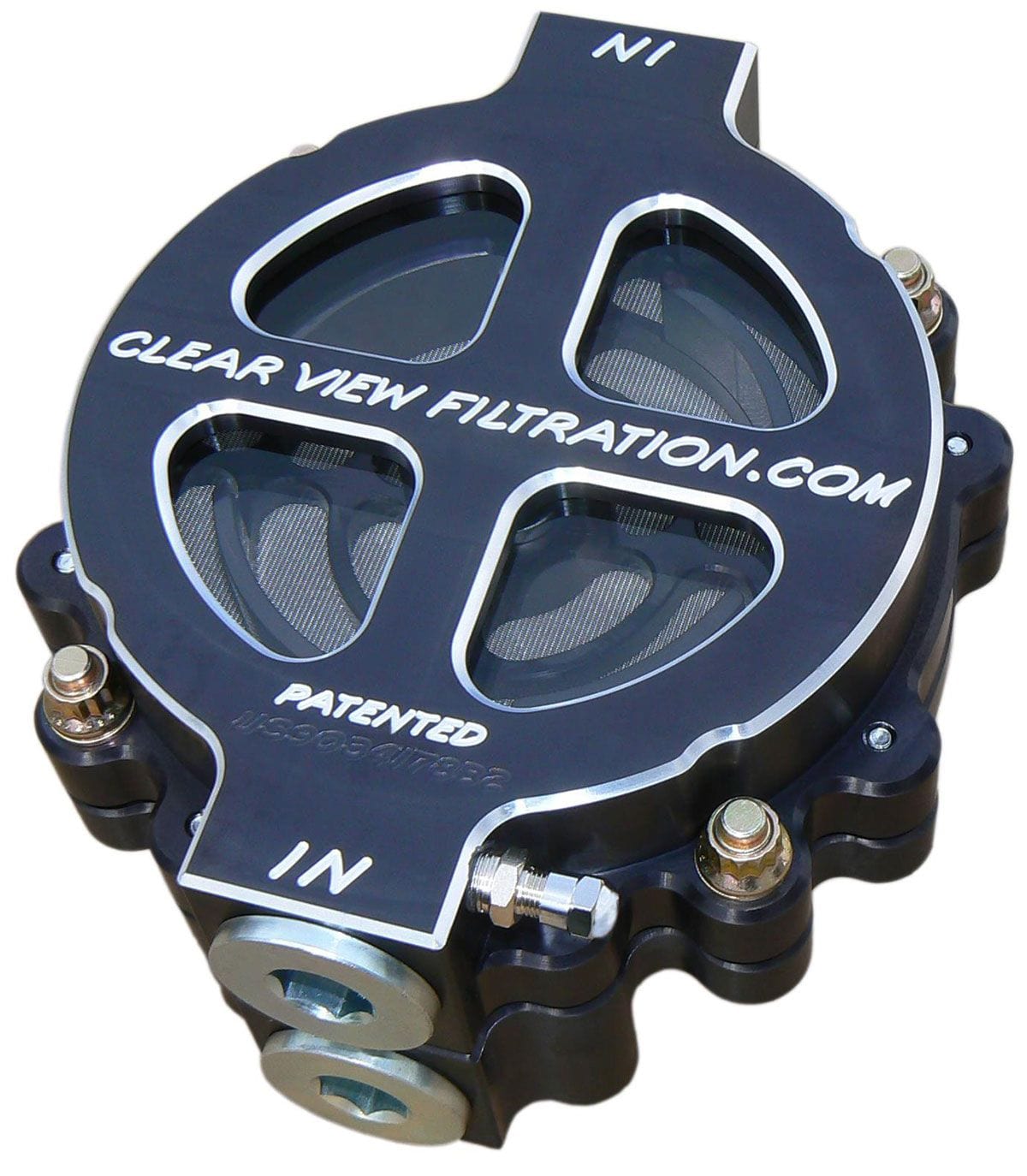 CLEARVIEW -16AN Inlet/Outlet Ports With 115 Micron Element Clear View Filtration 6" Dry-Sump See Through Oil Filter - Black Anodised CV101-115-B SR