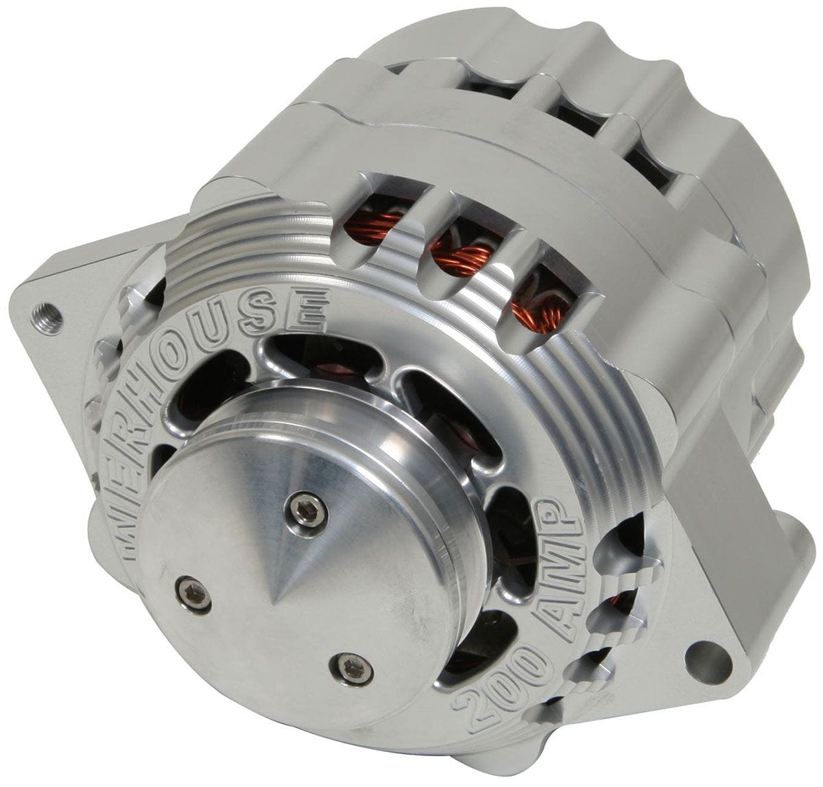CVR 200 amps, direct replacement for early style Delco alternators CVR CVR Billet Powerhouse Alternator - Clear CVR8106CL SR