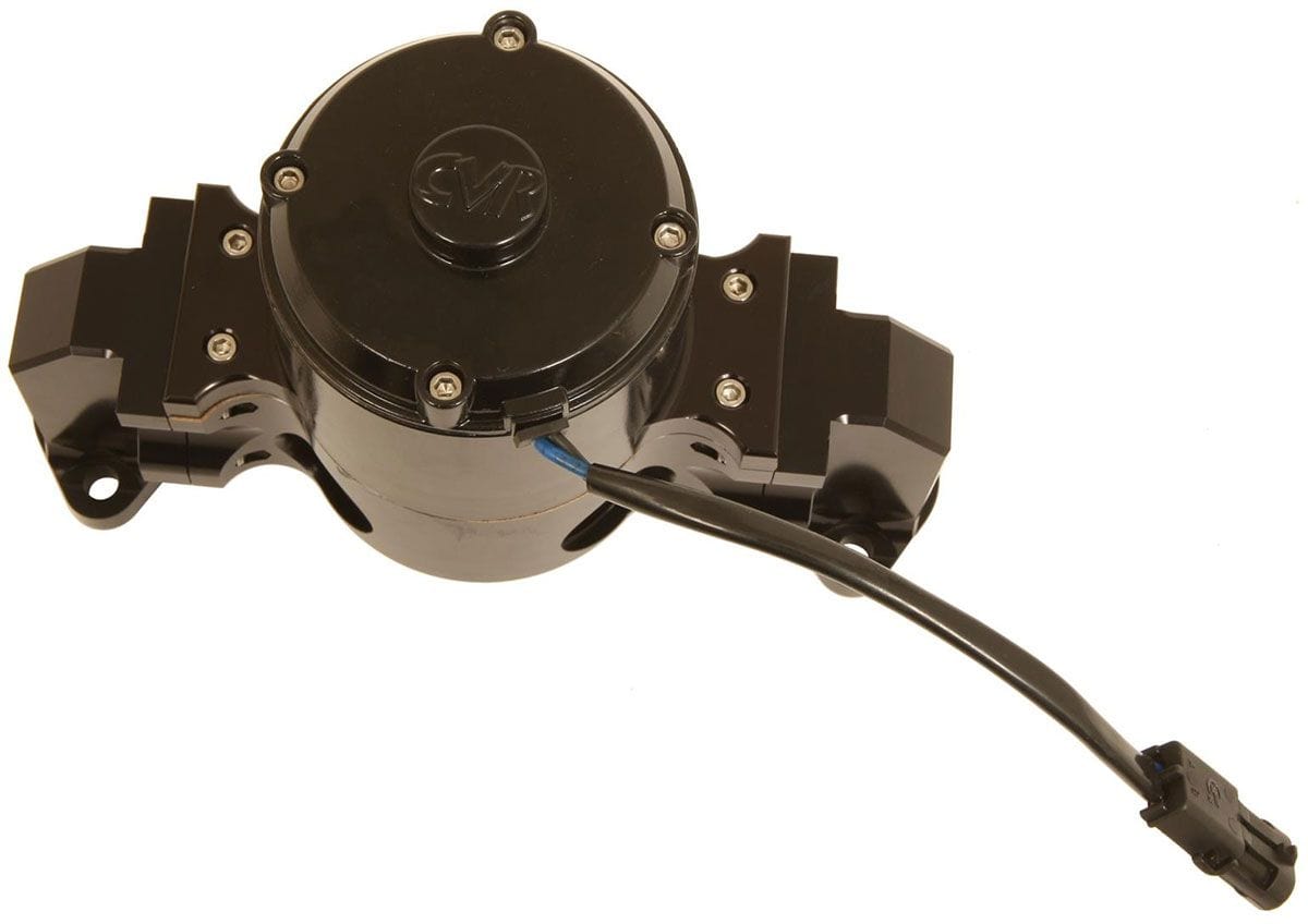 CVR Suit SB Chev, Black Anodised CVR Proflo Extreme 55 GPM Electric Water Pump CVR8550BK SR