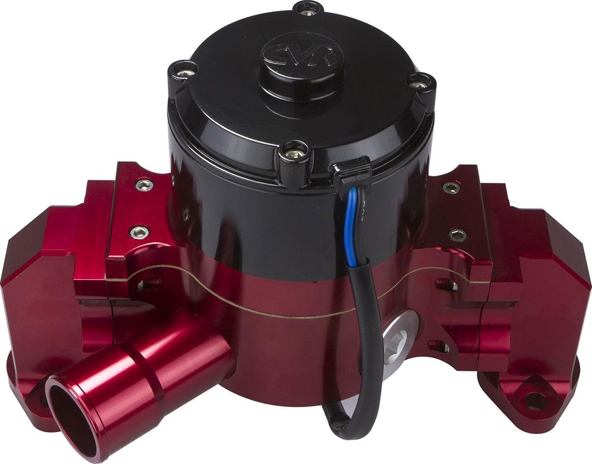 CVR Suit SB Chev, Red Anodised CVR Proflo Extreme 55 GPM Electric Water Pump CVR8550R SR