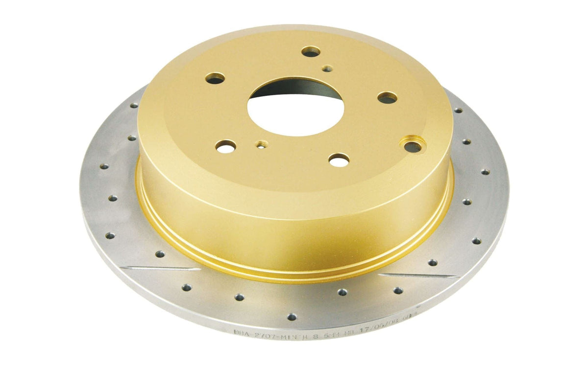 DBA Brakes Disc Rotors DBA SLD Rear Disc Brake Rotors Toyota Camry Street Gold Cross-drilled slotted (DBA2707X) SR