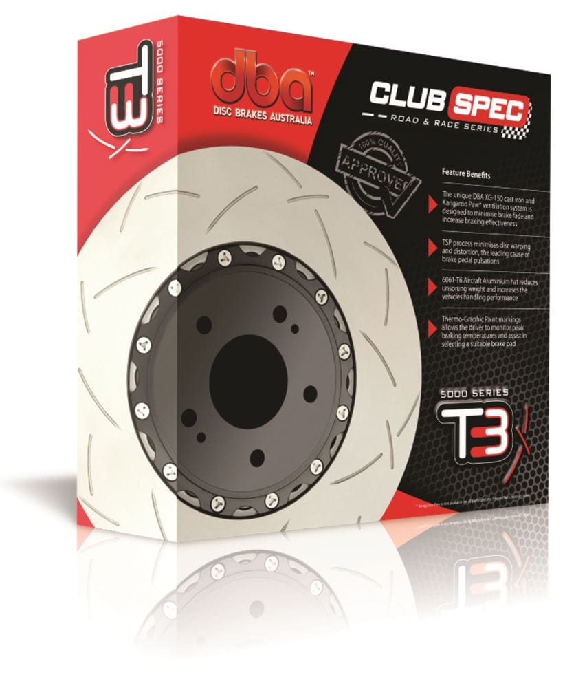 DBA Brakes Disc Rotors DBA T3 Slot Front Disc Brake Rotors HSV VF/VE 5000 2-piece Black Hat Left Hand CV (DBA52068BLKLS) SR