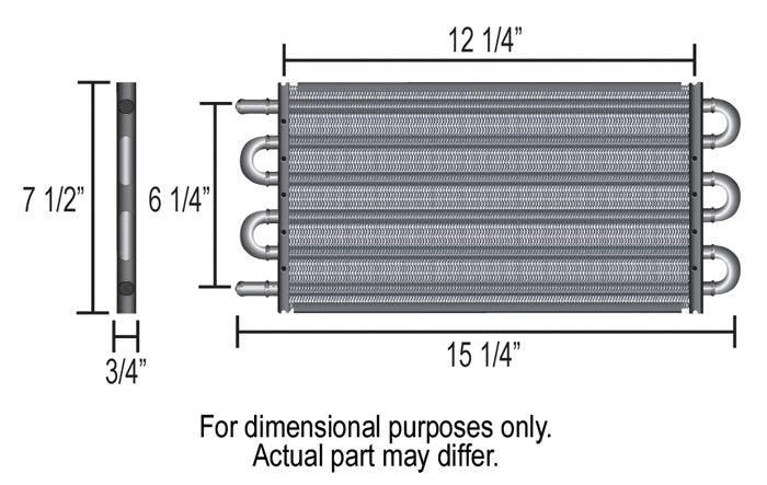 DERALE 11/32" Barb Inlets. 15-1/4" L x 7-1/2" H x 3/4" W Derale Derale Dyno-Cool 6000 Series Transmission Cooler Kit DP12903 SR