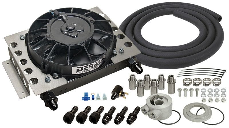 DERALE 12-3/4"W x 9-3/8"H x 4-5/16"D Derale Derale Universal Atomic-Cool Remote Mount Engine Oil Cooler Kit with Fan DP15450 SR