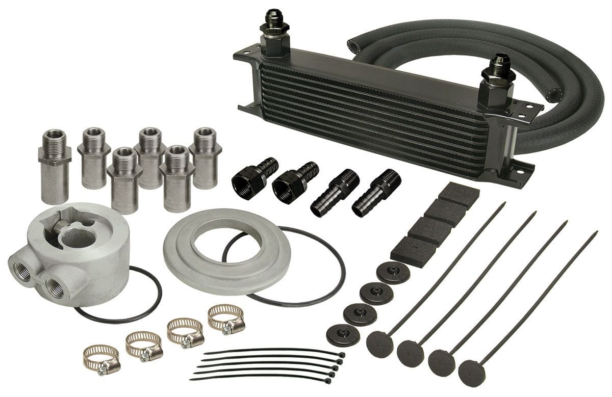 DERALE 13" L x 4-9/16" H x 2quot; W Derale Derale Stacked Plate Engine Oil Cooler Kit (sandwich adapter) DP15605 SR