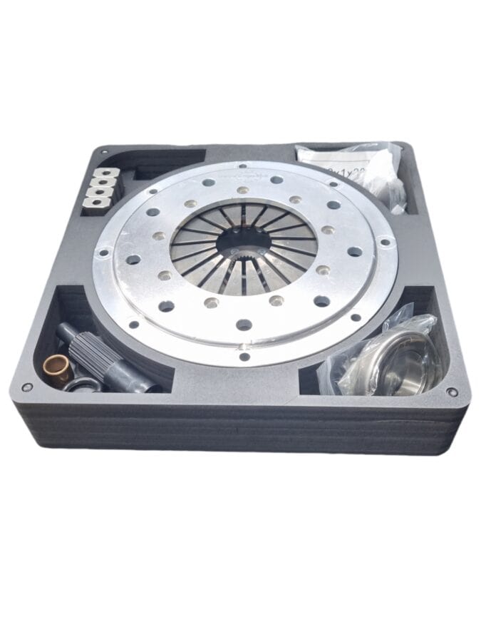 Drews Automotive Clutch Nissan Spline / Add Billet Flywheel / Standard Fork/Slave Configuration featuring a 16mm Carrier Stage 8  RB Twin Plate - 225mm Organic Clutch Kit - 1000nm - Drews SR