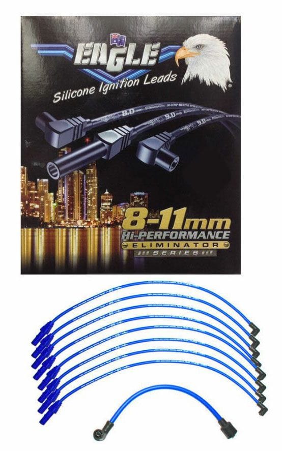 EL Suit Ford 302-351C & 351W With STD Cap 90° Distributor & 180° Spark P Eagle Leads 9mm Eliminator Series I Around Rocker Cover Lead Set - Blue ELE9864 SR