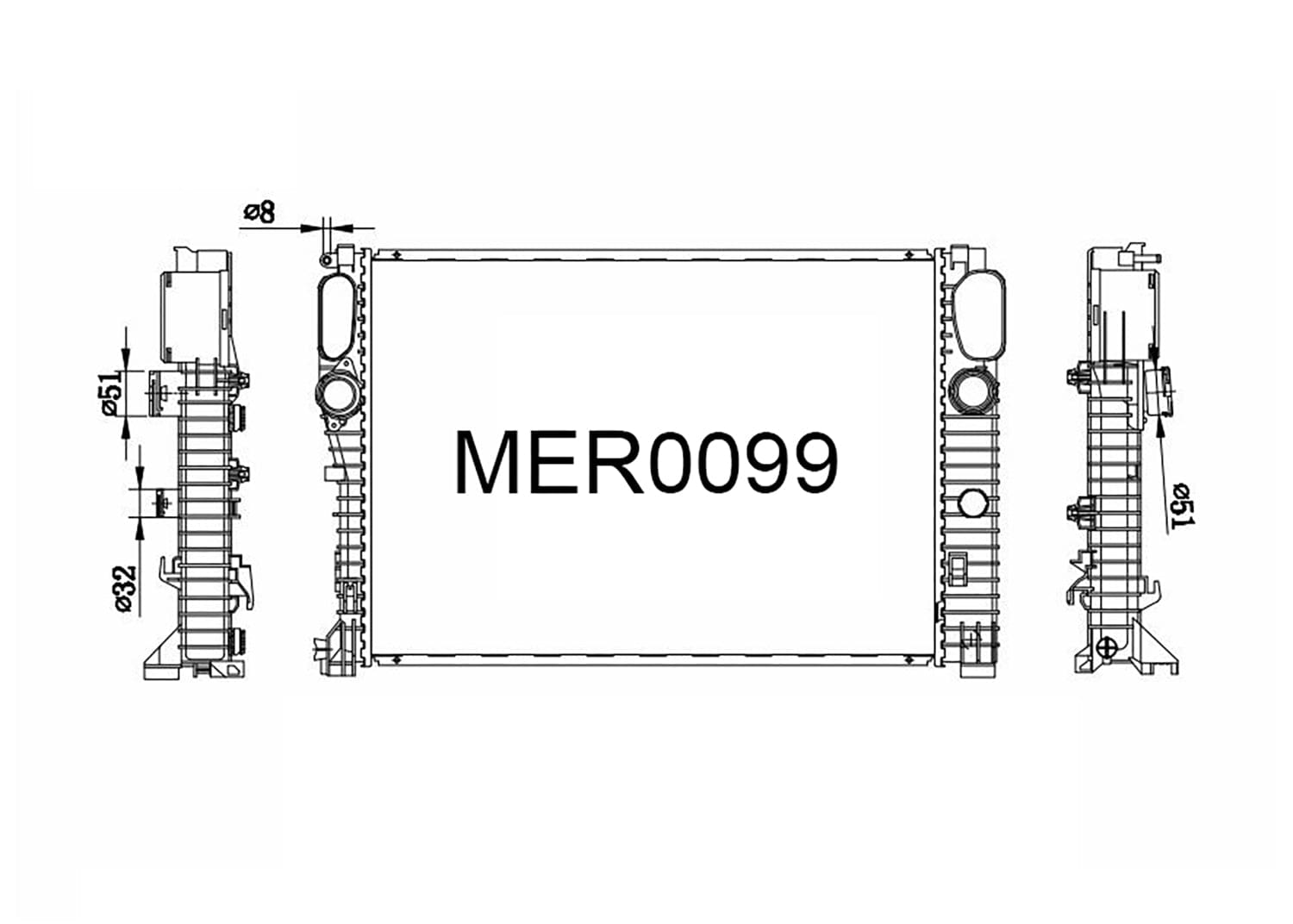Fenix Cooling Radiator Mercedes CLS Class C219 & E Class W211 3.0L Diesel / 5.5L Petrol 2005-2011 SR