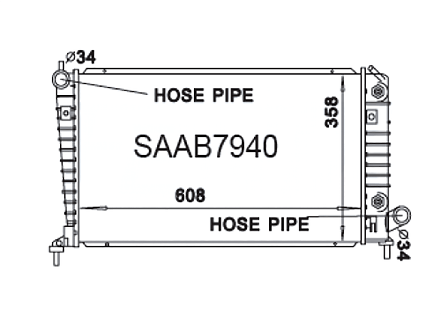 Fenix Cooling Radiator Saab 9-5 4cyl Petrol 1999-2001 SR