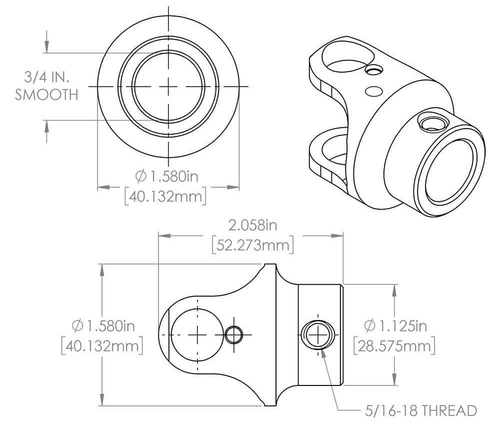 FLAMING 1"DD x 3/4" Smooth - Smooth Flaming River Billet Universal Joint FR1707DD SR