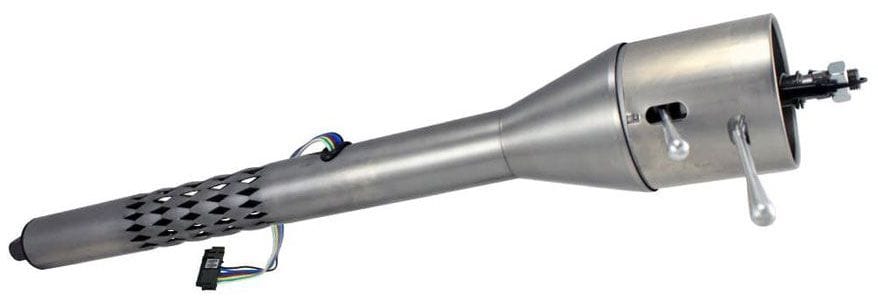 FLAMING - Mill Finish, Fits Manual Box, 2" O.D Flaming River 30" Floor Shift Laser Cut Collapsible Tilt Steering Column FR20005LC SR