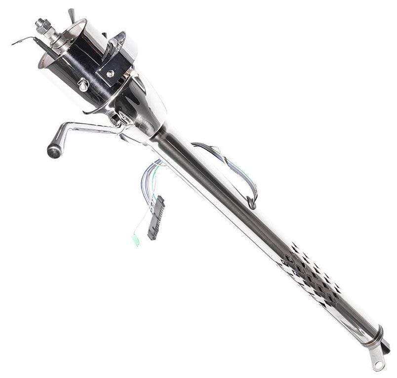 FLAMING Poilished S/S, Fits Manual Box, 2" O.D, 1" DD Flaming River 33" Column Shift Laser Cut Tilt Steering Column FR20022SSLC SR