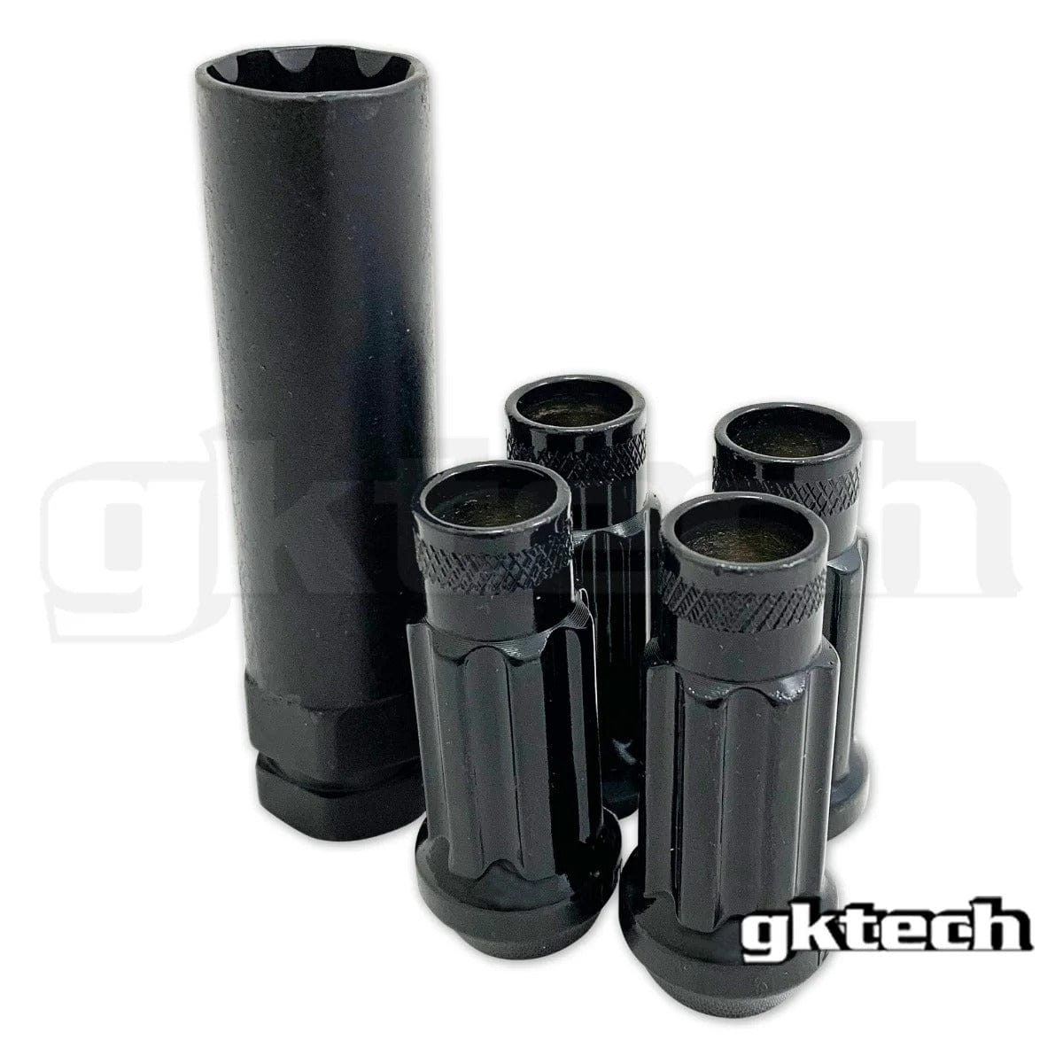 GKTECH M12x1.25 / Black Open Ended Lock Nuts (Set of 4 + Socket) SR