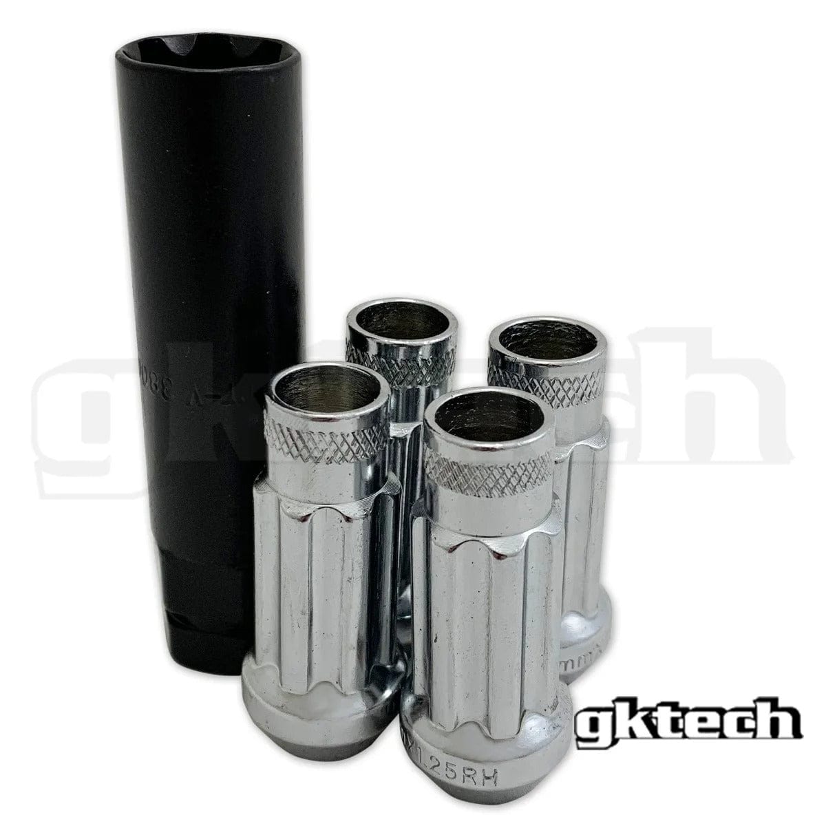 GKTECH M12x1.25 - DISCONTINUED / Silver Open Ended Lock Nuts (Set of 4 + Socket) SR