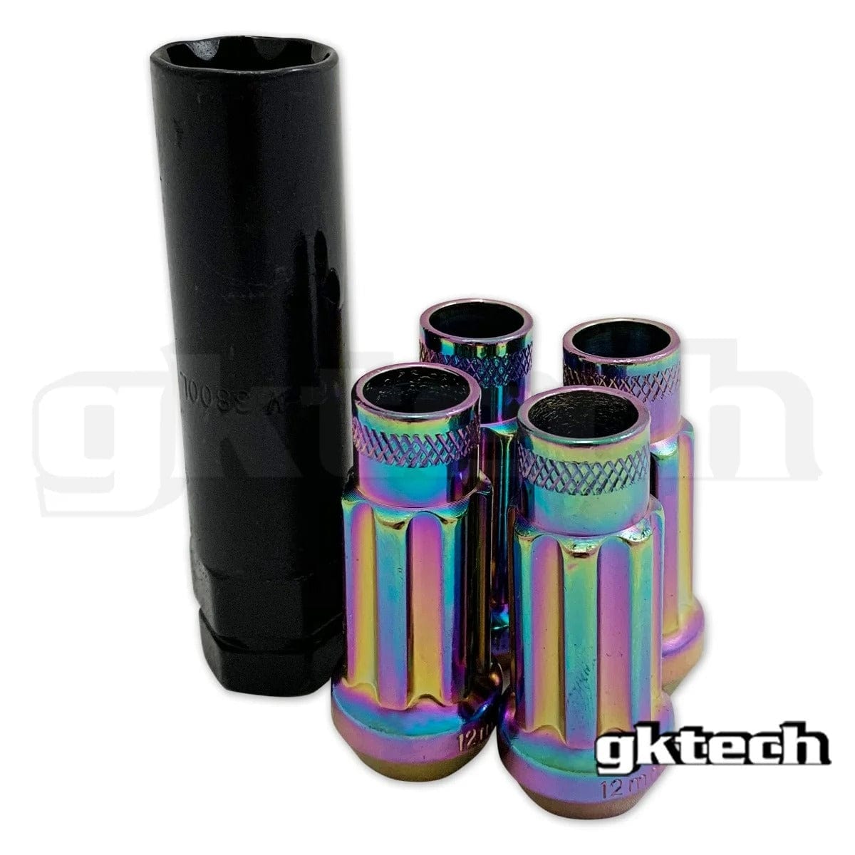 GKTECH M12x1.25 / Neo Chrome Open Ended Lock Nuts (Set of 4 + Socket) SR