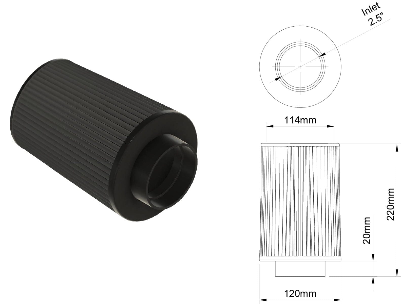 GKTECH Replacement pod filter for 370z Cold Air Intake SR