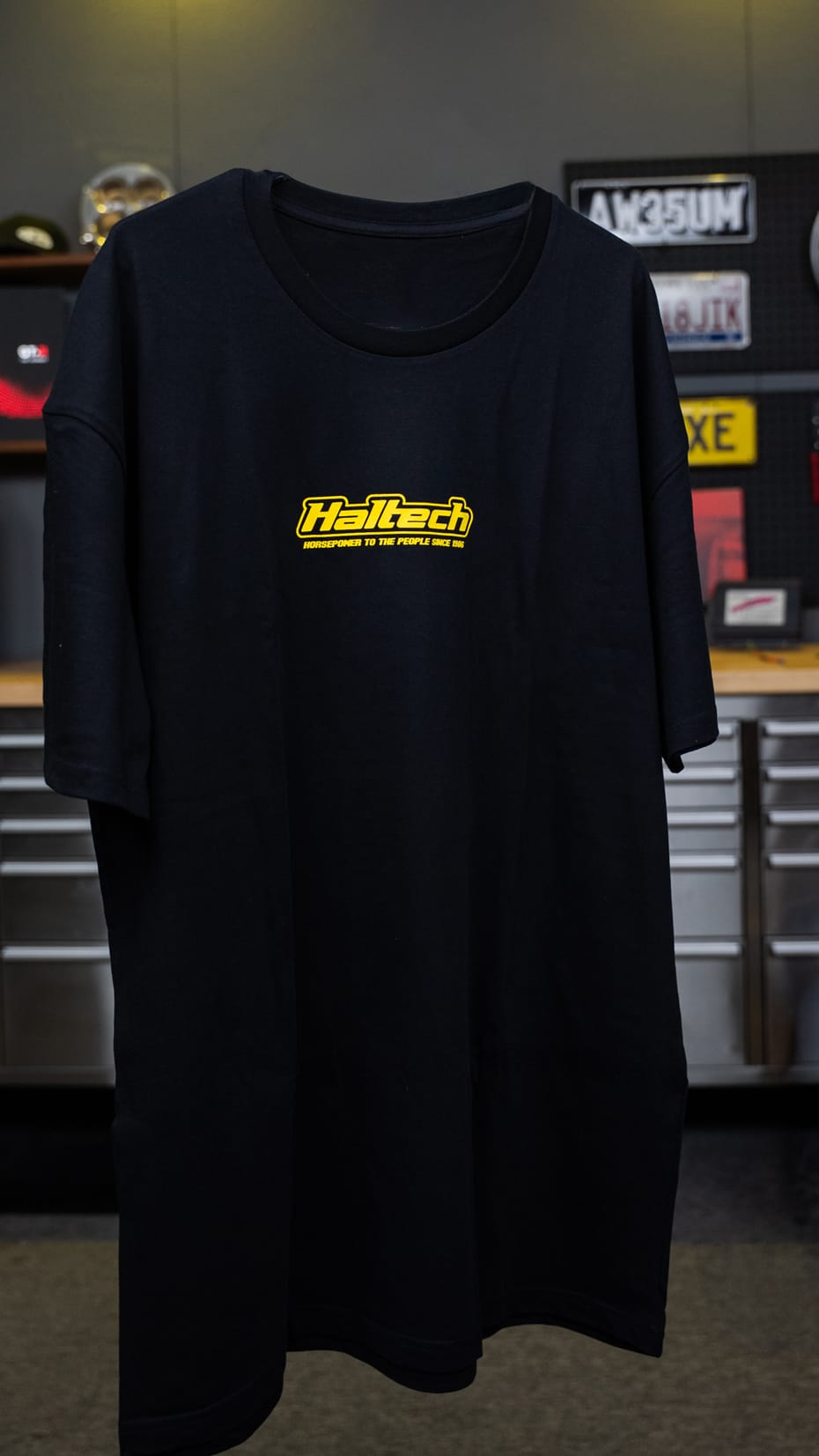 Haltech Apparel & Merchandise Haltech New Classic Tee - Yellow Logo (HT-330000YL) SR