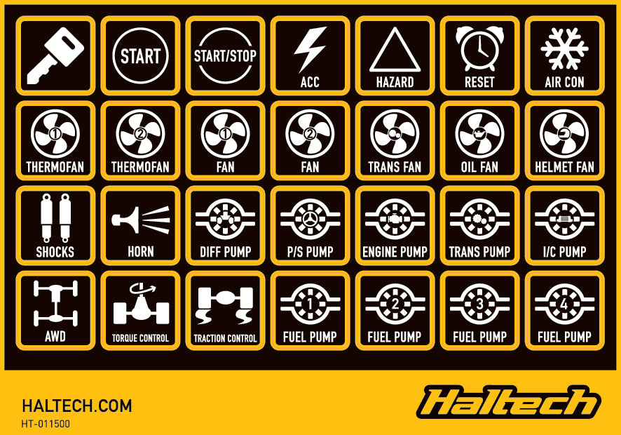 Haltech Engine Management CAN Keypad Label Set Haltech CAN Keypad Label Set (HT-011500) SR