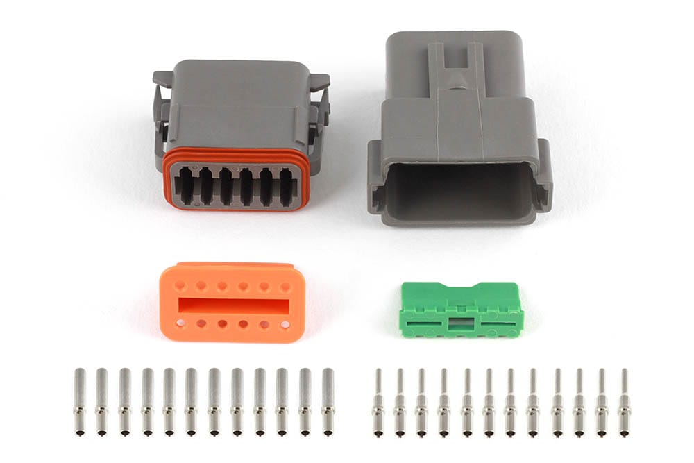 Haltech Plugs & Pins Plug and Pins Only - Matching Set of Deutsch DT-12 Connectors (DT06-12S + DT04-12P) - (13 Amp) Haltech Plug and Pins Only - Matching Set of Deutsch DT-12 Connectors (DT06-12S + DT04-12P) - (13 Amp) (HT-031117) SR