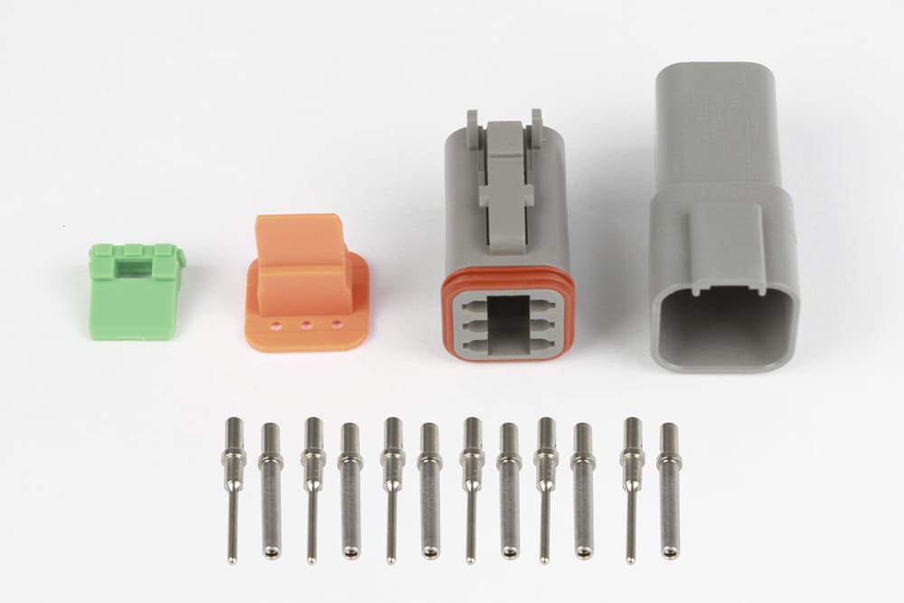 Haltech Plugs & Pins Plug and Pins Only - Matching Set of Deutsch DT-6 Connectors (DT06-6S + DT04-6P) - (13 Amp) Haltech Plug and Pins Only - Matching Set of Deutsch DT-6 Connectors (DT06-6S + DT04-6P) - (13 Amp) (HT-031115) SR