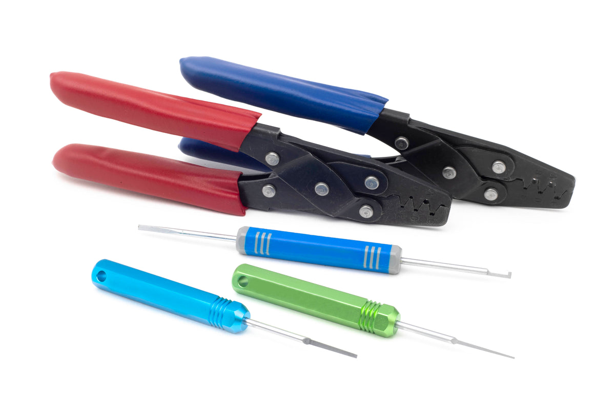 Haltech Terminal Tools Dual Crimper Set Inc 3 pin removal tools Haltech Dual Crimper Set Inc 3 pin removal tools (HT-070300) SR