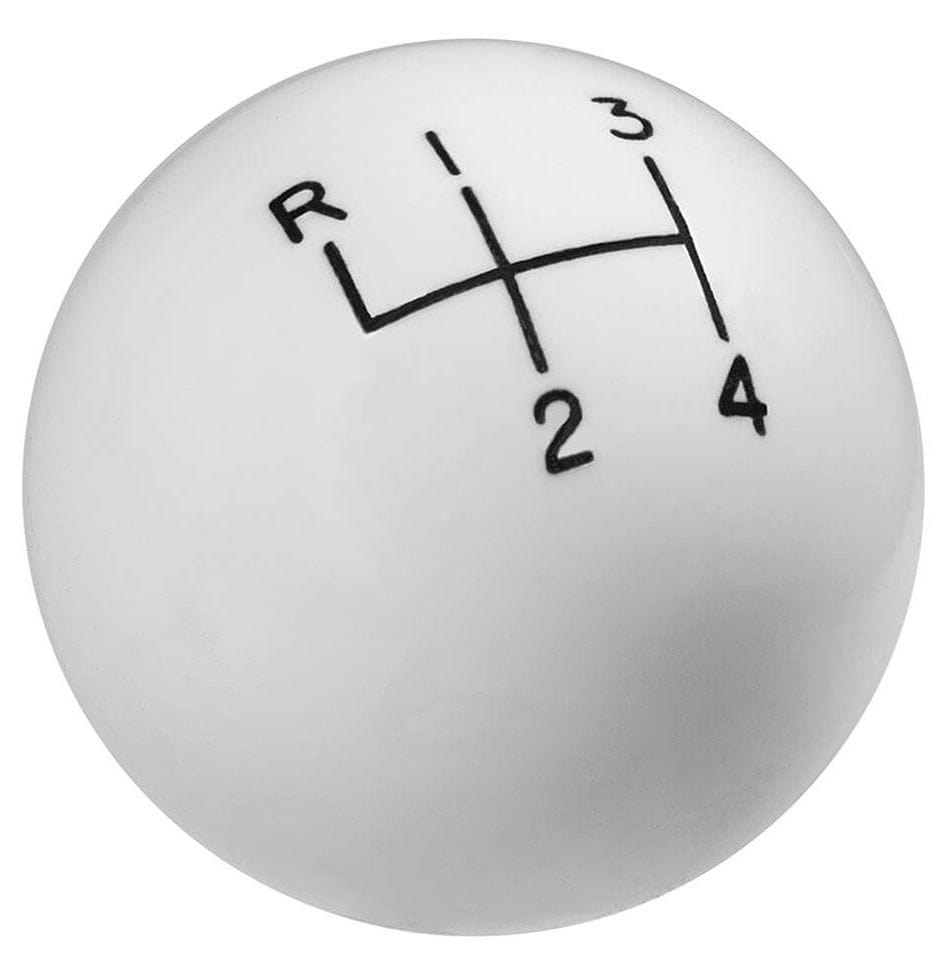 HURST 4 Speed, White High Gloss, 3/8"-24 Thread Size Hurst Classic Shifter Knob HU1630002 SR
