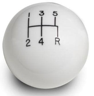 LOKAR Lokar 5-Speed White 2" Gear Knob 3/8-24 & 3/8-16 Thread LK-SK-6874 SR