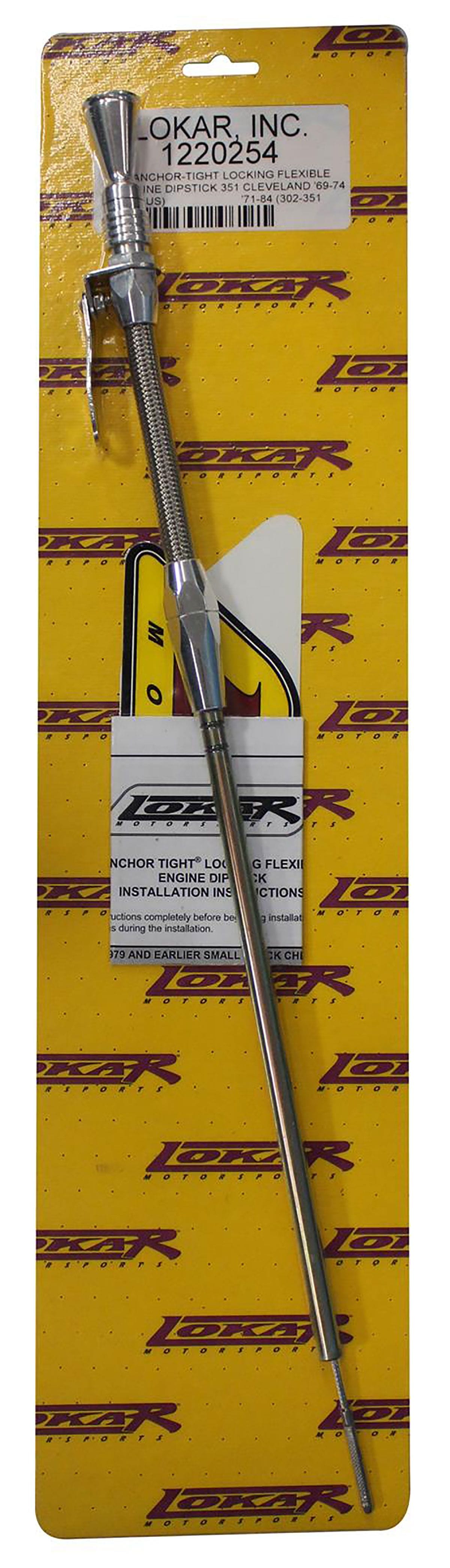 LOKAR Suit Ford 302-351 Cleveland Lokar Anchor-Tight Lock Flex Engine Dipstick - Polished LK-1220254 SR