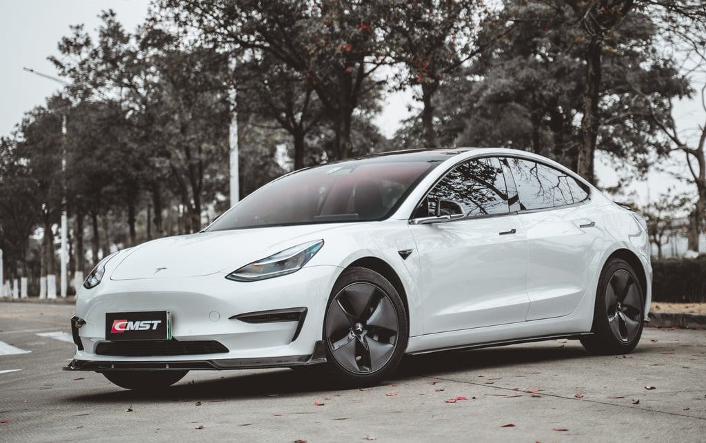 Luxury Sports Luxury Sports CMST Carbon Front Lip With Bumper Canards For Tesla Model 3 -PP SR