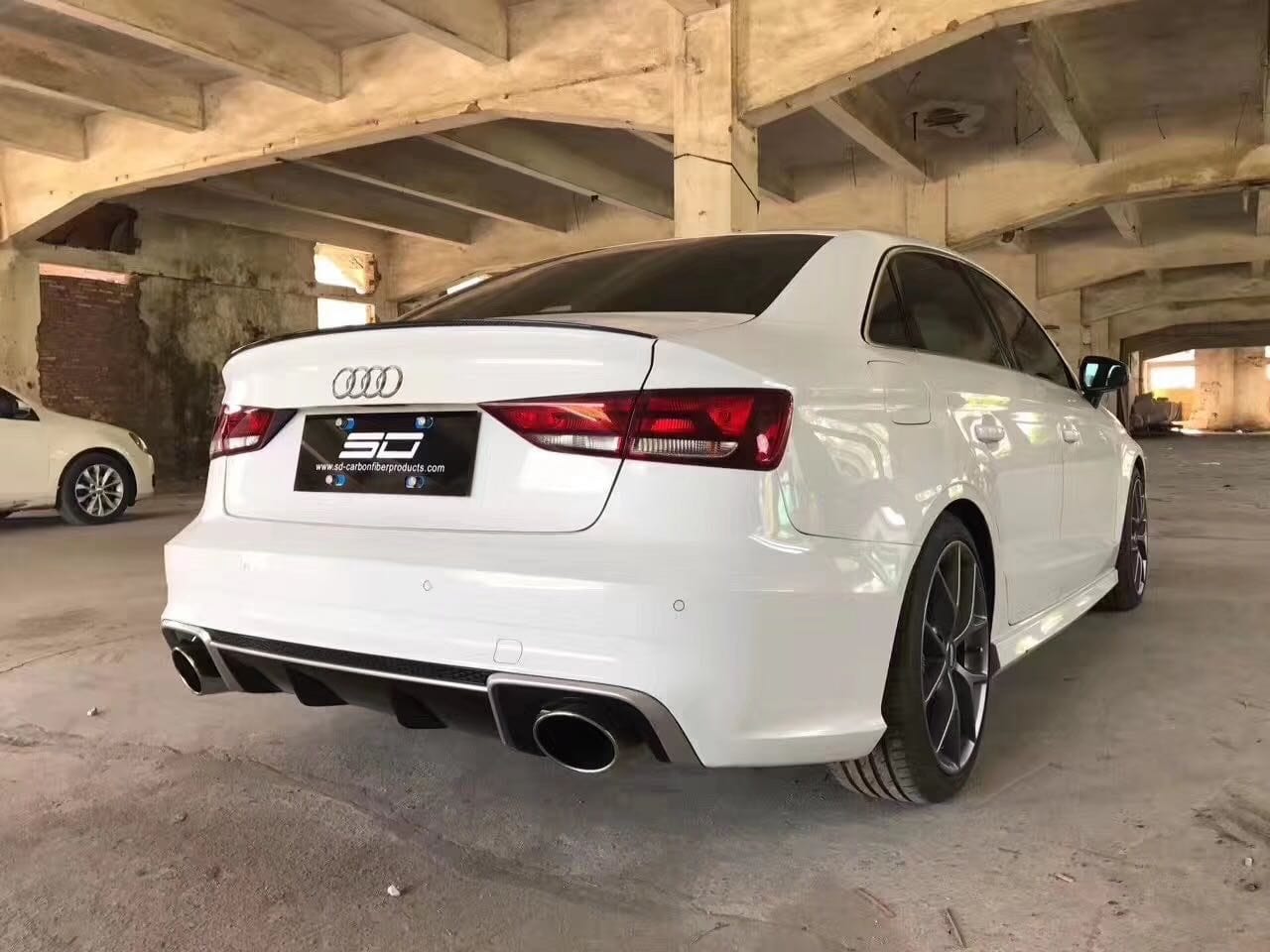 Luxury Sports Luxury Sports RS3 Style Rear Diffuser + Exhaust Tip For Audi A3 Sedan 14-16 -PP SR