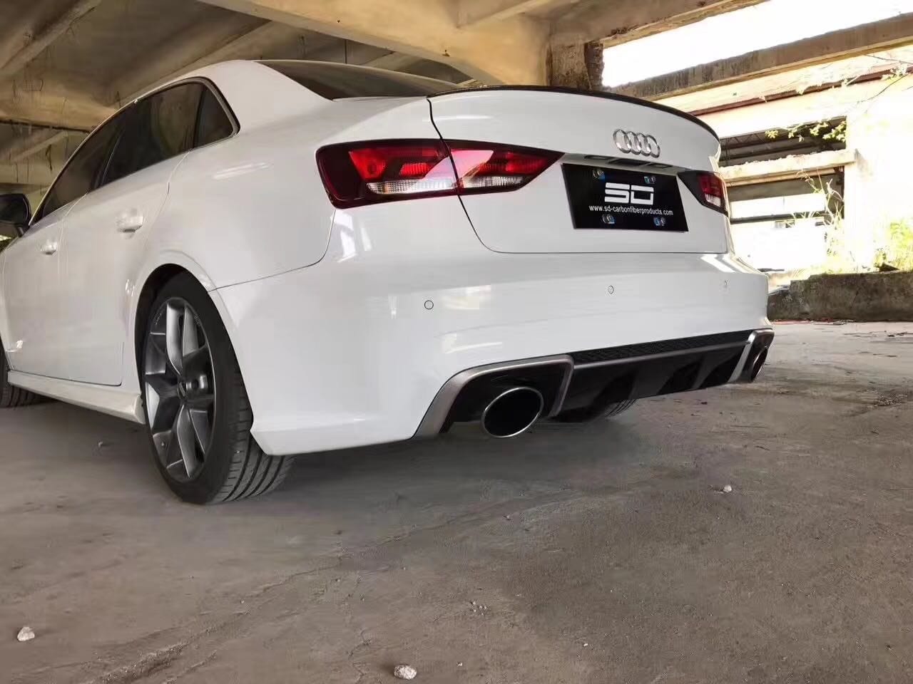 Luxury Sports Luxury Sports RS3 Style Rear Diffuser + Exhaust Tip For Audi A3 Sedan 14-16 -PP SR
