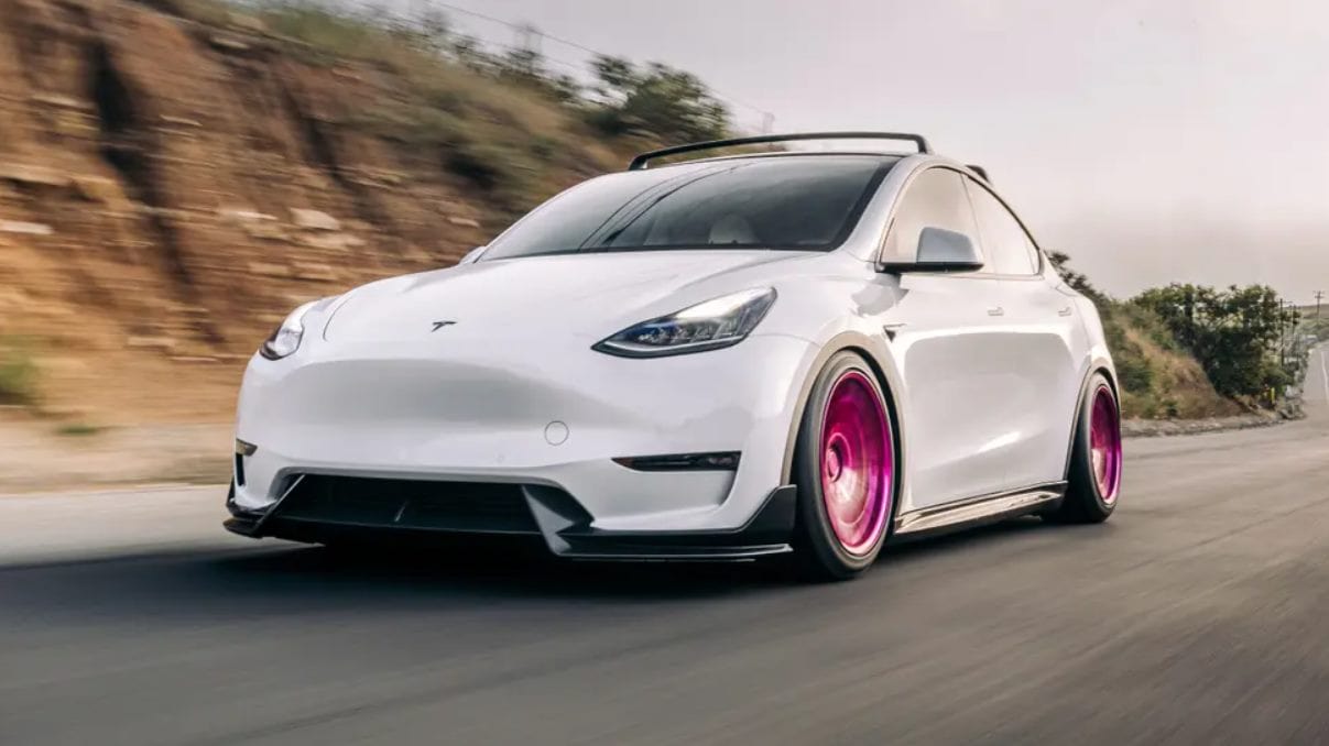 Luxury Sports Pay Total Price Now Luxury Sports Adro Style Carbon Front Lip For Tesla Model Y -PP SR