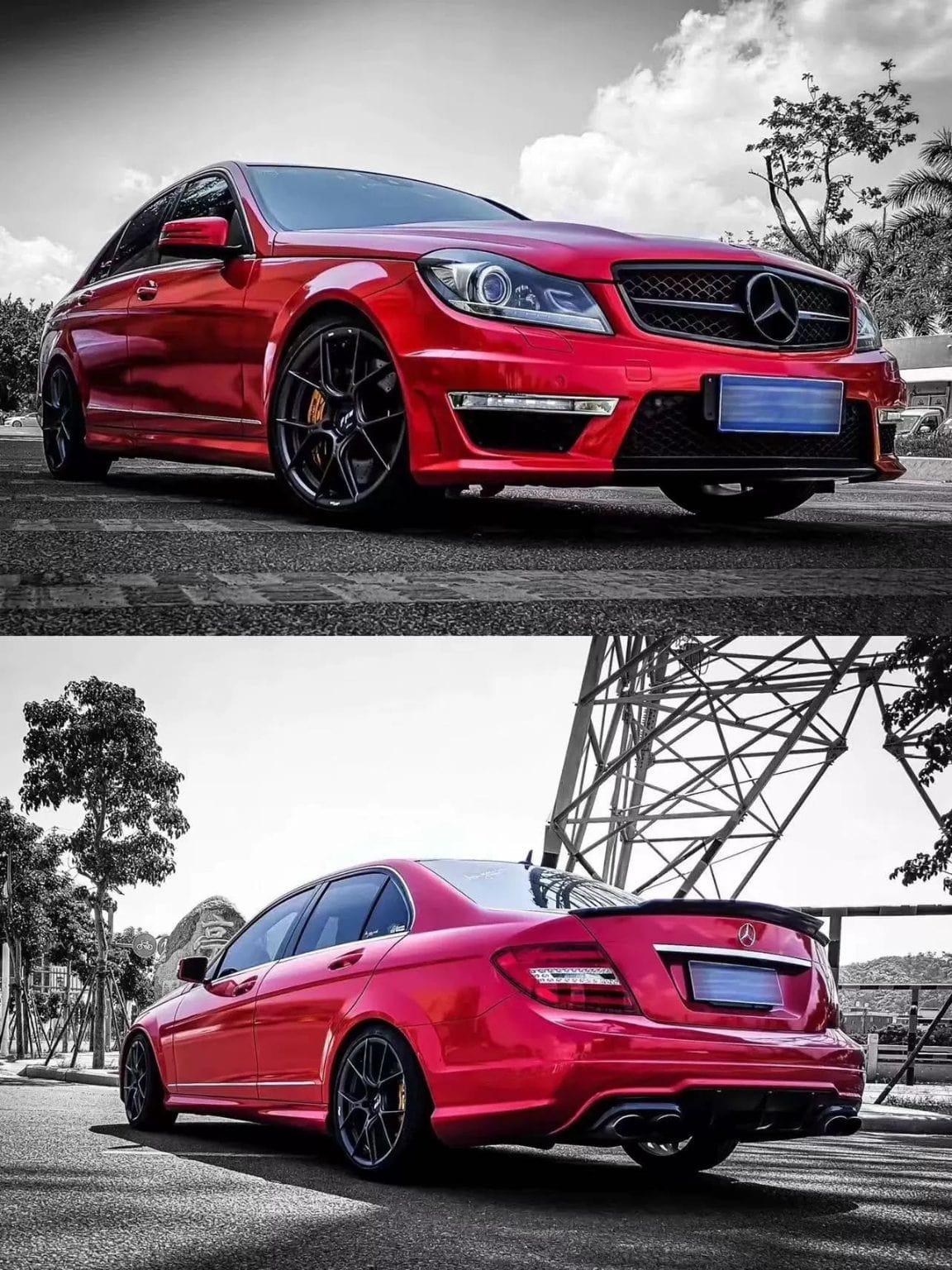 Luxury Sports SR LS C63 Conversion Rear Bumper For Mercedes C Class Facelift W204 11-14 -PP SR