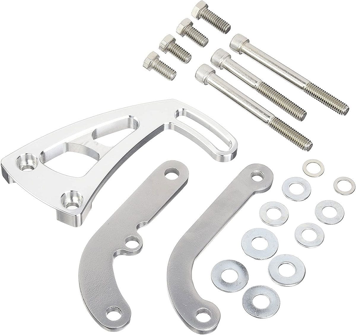 MARCH Billet Aluminium, Suit SB Chevy with 1966-76 Canister Style Pumps March Performance March Performance Ultra "Front Mounted" Upper & Lower Power Steering Bracket Kit SR
