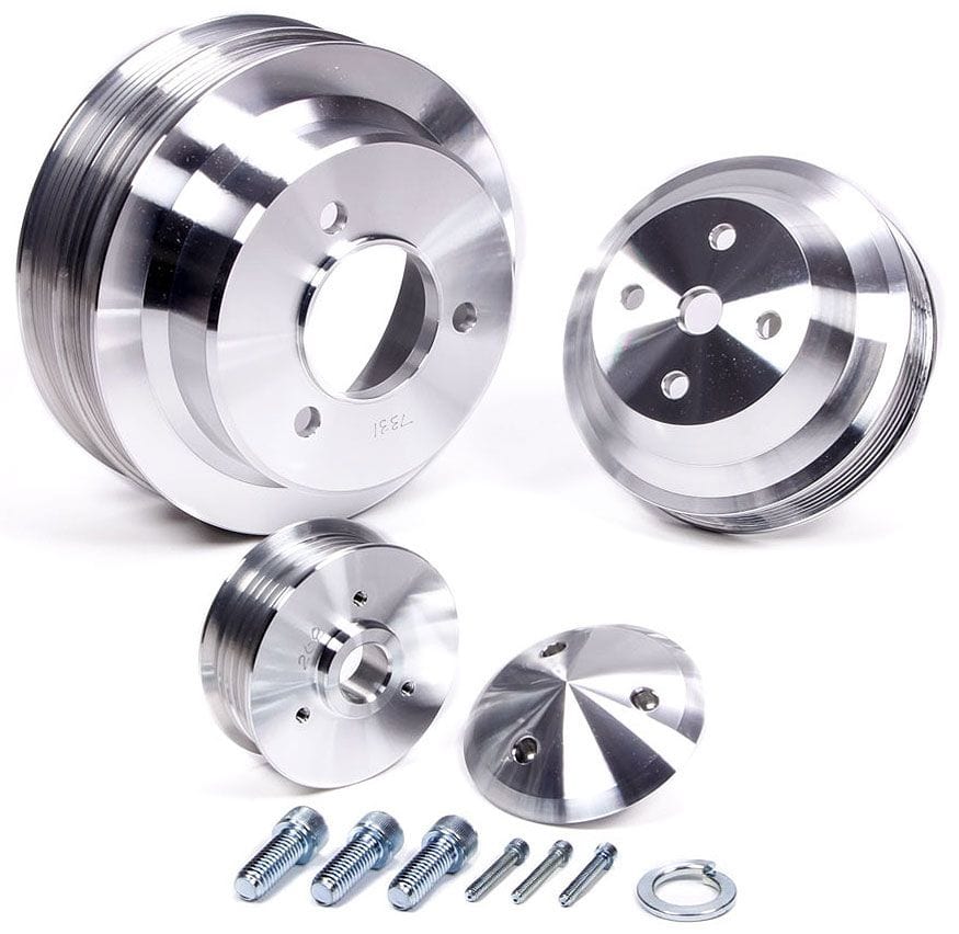 MARCH Billet Aluminium, Suit SB Chevy with Short Water Pump & Power Steering March Performance March Performance "Style Track" Serpentine Kit, 62" Belt Size MPP21150 SR