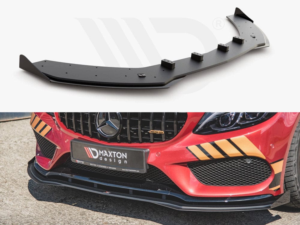 Maxton Design Black + Gloss Flaps Racing Durability Front Splitter + Flaps Mercedes - AMG C43 Coupe C205 Maxton Design SR